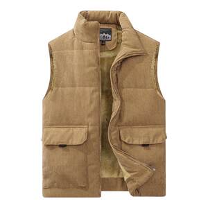 Large size 7XL corduroy vest for men in autumn and winter plus velvet thickened warm vest vest work vest jacket