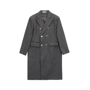 Hualun autumn and winter double-breasted long wool coat for boys' high-end coat Korean warm wool trench coat