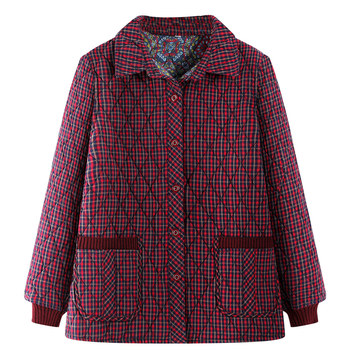 
Middle-aged and elderly women's clothing, mother's autumn and winter clothing, cotton padded jacket, grandma's pure cotton plaid thin cotton coat, old lady's coat