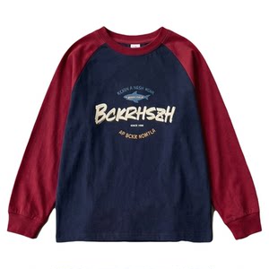 
Boys' new American style raglan sleeve T-shirt children's spring and autumn style fashionable bottoming shirt soft outdoor long-sleeved T-shirt trendy