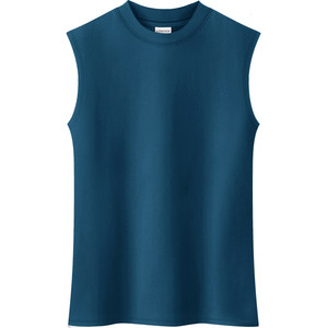 
Navy blue large-size sleeveless base shirt mid-collar stand-up collar half-high neck summer top tight slim women's summer clothing