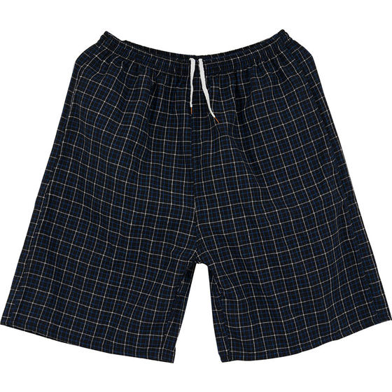 Middle -aged and elderly pure cotton plaid shorts men's five -point beach pants loose home casual big pants sports walking pants head