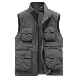 Double-sided vest autumn and winter men's horse clip warm stand collar vest vest outdoor top multi-bag fleece jacket
