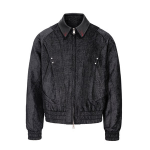 CATSSTAC satin jade embroidered shadow sheepskin lapel jacket loose casual cleanfit jacket men
