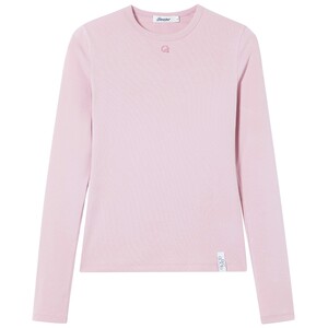 
BEASTER heavy solid color round neck basic T-shirt long sleeve women's pink bottoming shirt slim inner top loose men's