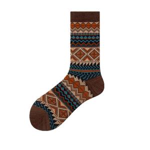 Men's retro mid-calf socks, pure cotton sweat-absorbent, deodorant, warm stockings, ethnic style knitted American workwear, trendy men's socks
