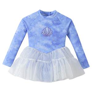 
Girls one-piece swimsuit, fashionable children's princess swimsuit summer 2026 new little girl long-sleeved sun protection swimsuit