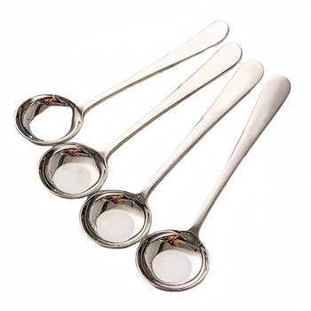 Stainless steel flat bottom spoon with round head and high appearance western food spoon