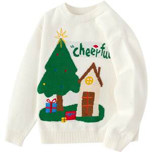 Balabala children's sweater baby Christmas red woven sweater autumn and winter new boys and girls bottoming shirts small
