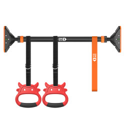 The horizontal bar on the door moves and stretches to increase safety.