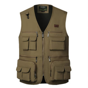 
New spring and autumn middle-aged and elderly men's vest large size multi-pocket cotton vest vest outdoor leisure fishing vest