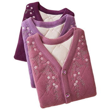 
Woodpecker middle-aged and elderly mother's outfit plus velvet vest outer wear