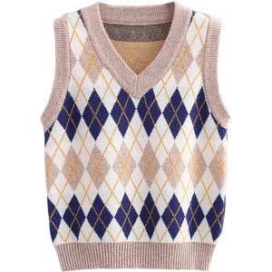 
[Super Soft and Warm] Children's Cashmere Sweater Autumn and Winter Boys' Knitted Vest Baby Sleeveless Vest Kids White Sweater