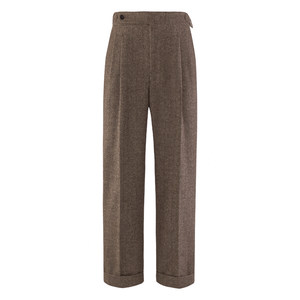 
[Gentleman's Armor 50 Wool] CULTUM Italian Naples Retro Herringbone Double-Pleated High Waist Trousers Men