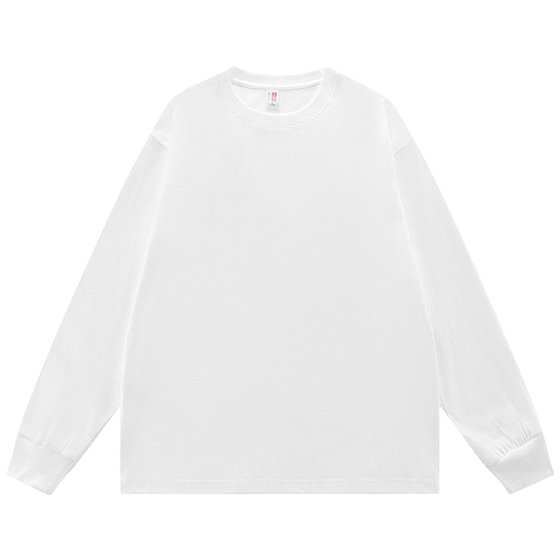 
NASA co-branded American pure cotton heavyweight t-shirt for men and women long-sleeved pure cotton loose original solid color white bottoming shirt