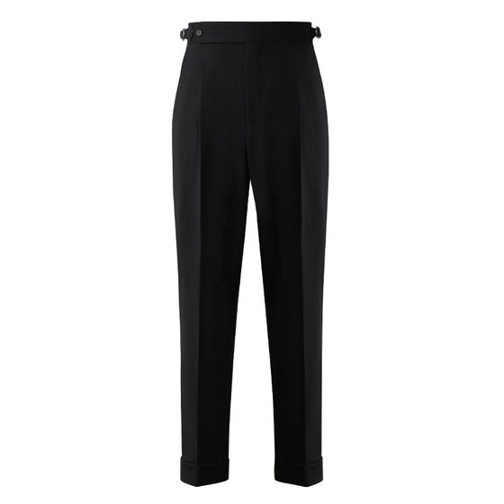 Cultum Slim Pure Black Single Fold West Pants Men's Business Leisure Wedding Banquet Groom Tas Duo Duke Pants