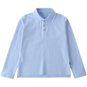 British school uniform student summer lake blue long-sleeved T-shirt cotton casual boys and girls polol shirt 15T108