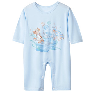 
Modal baby jumpsuit summer thin baby long-sleeved romper pajamas home clothes newborn clothes