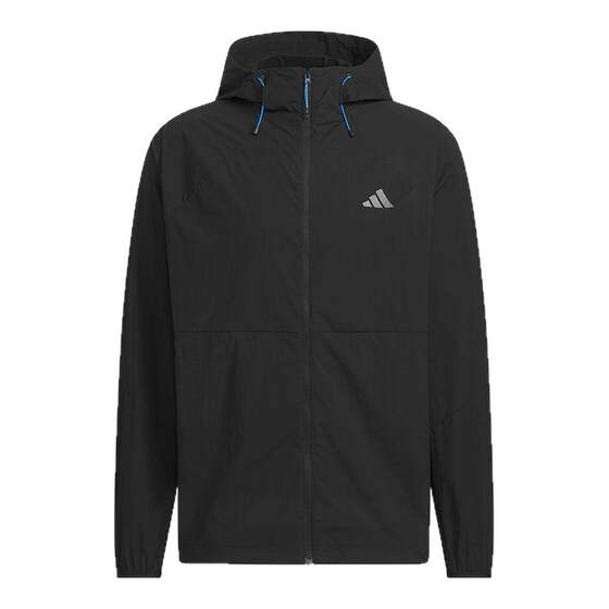
adidas Adidas cool hooded thin jacket 2026 summer men's multi-pocket black woven jacket KR2511