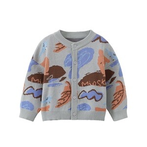 
[100% Cotton] Qiqi Bear Baby Sweater Cardigan Spring and Autumn Boys Jacket Sweater Children's Clothing 2026 New Style