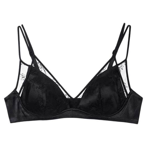
Uras Qianjin Lace Strap Underwear New French Satin Sexy Pure Lightweight Bra Without Steel Wire