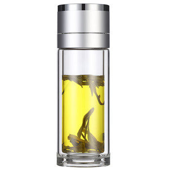 Dirun double-layer glass cup for one-click quick driving and making tea