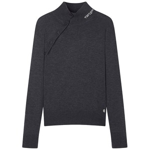 TeenieWeenie小熊女装字母毛衣2025秋新款高领斜襟古典气质针织衫