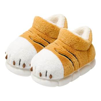 Shark Tiger Claw Cotton Slippers High Top Warm and Cute for Outerwear
