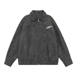 
XAKA American retro functional leather jacket for men autumn and winter loose letter embroidered lapel leather jacket casual jacket