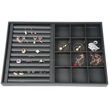 High-end black pu leather ear stall jewelry display stand