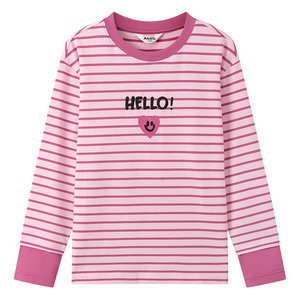 
Annai children's clothing for boys and girls, versatile trendy and cool round neck long-sleeved T-shirt, autumn new striped loose bottoming shirt