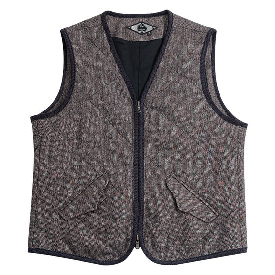 
SOARIN British style retro diamond shaped wool suit vest men winter herringbone cotton jacket horse clip vest