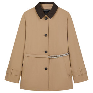 
TeenieWeenie Bear Women's Windbreaker 2025 Autumn New Barn Style Contrast Color Lapel Jacket