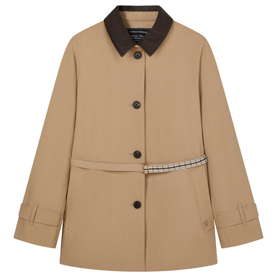 
TeenieWeenie Bear Women's Windbreaker 2025 Autumn New Barn Style Contrast Color Lapel Jacket