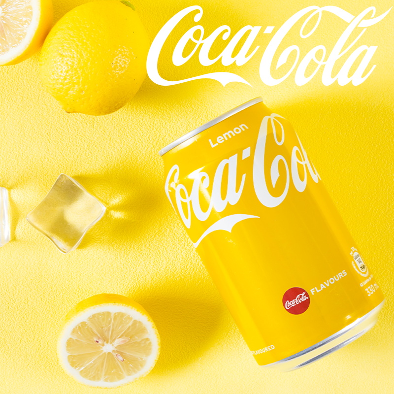 可口可乐 香港进口黄色柠檬味汽水碳酸易拉罐港版可口可乐罐装整箱0脂饮料