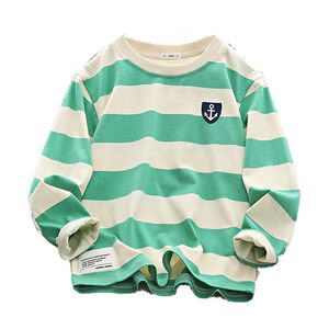
Boys' long-sleeved T-shirt pure cotton striped 2026 new spring and autumn Korean style round neck bottoming shirt for middle-aged and older children