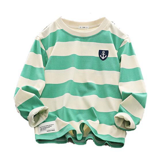 
Boys' long-sleeved T-shirt pure cotton striped 2026 new spring and autumn Korean style round neck bottoming shirt for middle-aged and older children