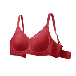 
[Small purse] Xia big breasts appear smaller 1mm no rims seamless bra invisible liquid foundation red underwear for women