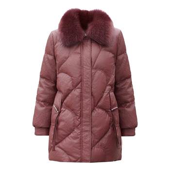Mother's winter leather down jacket and mother-in-law's wedding banquet outfit