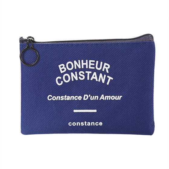 Creative striped canvas fabric mini coin purse coin bag male and female student zipper small purse small bag