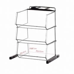 Mirror cabinet cosmetic head rope storage rack can be stacked with rice wood
