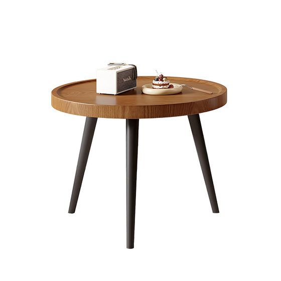 
Italian light luxury pure solid wood coffee table round living room simple medieval style tea table creative small apartment high-end side table
