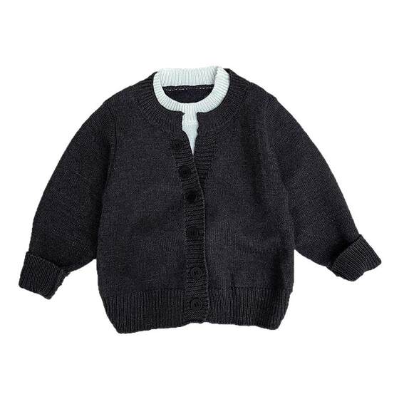 
Boys' winter style fake two-piece thickened sweater baby Korean style warm sweater baby round neck pullover top