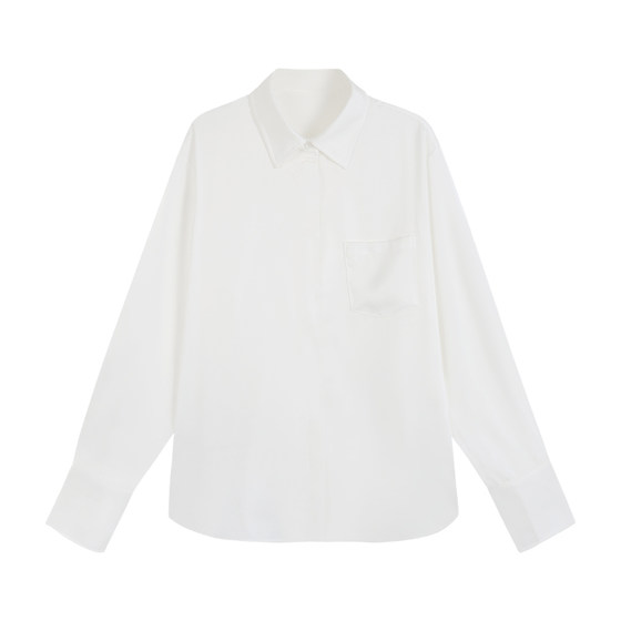 
NEVA HU high-end satin long-sleeved shirt for women's new loose temperament shirt design niche top