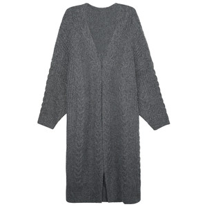 Chenmifan gray twist mid -length sweater female cardigan new autumn and winter new loose thickened knitted jacket coat
