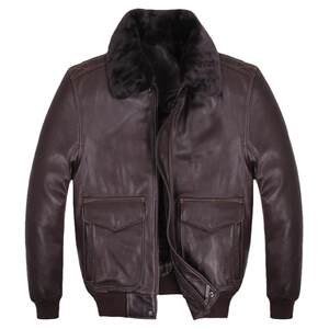 European and American flying clothes, hair collar leather leather clothes men enter the oral layer of cowhide and thick leather jacket winter large size leather jacket
