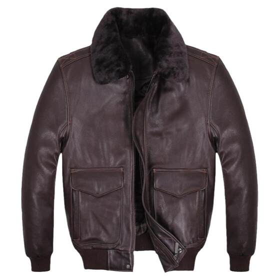European and American flying clothes, hair collar leather leather clothes men enter the oral layer of cowhide and thick leather jacket winter large size leather jacket

