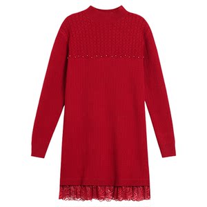 
Hengyuanxiang half turtleneck knitted woolen sweater for women autumn and winter plus velvet thickened mid-length sweater beaded pullover bottoming shirt