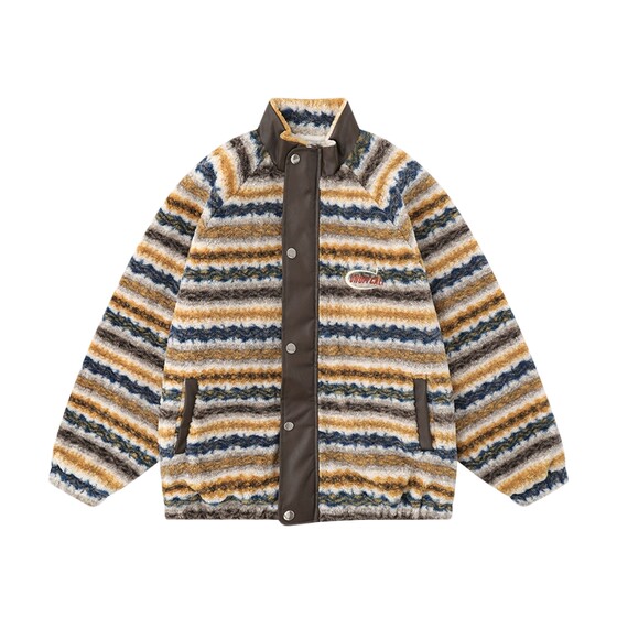 Goku available American retro gradient lambs, standing cotton coat, cotton coat, men's winter loose couple versatile warm jacket