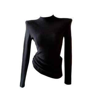 
Pink sweater cashmere bottoming shirt for women 2026 winter new style half turtleneck fashionable long-sleeved knitted top
